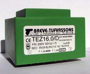 Transformator TEZ 16/D 230/9-9V
